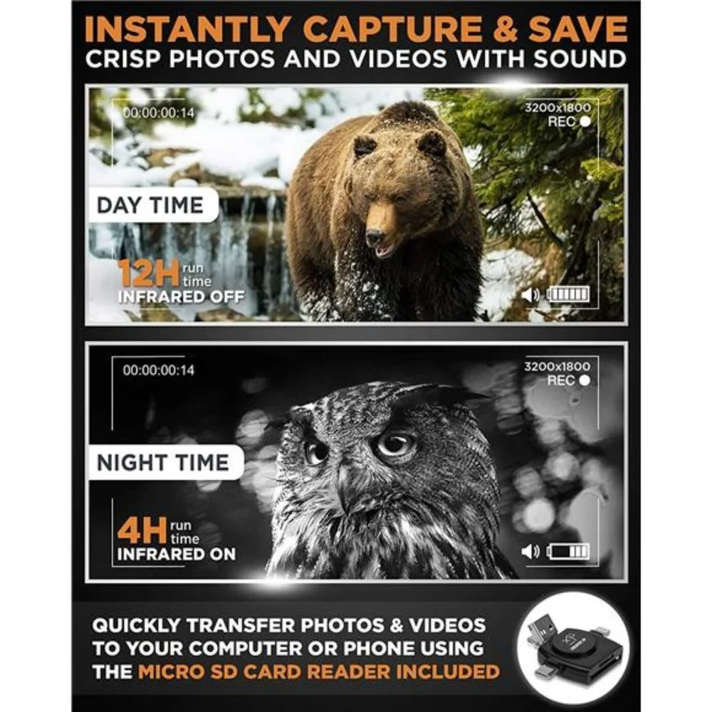Night Vision Goggles - Digital Military Binocular w/Infrared Lens, 128GB, Black